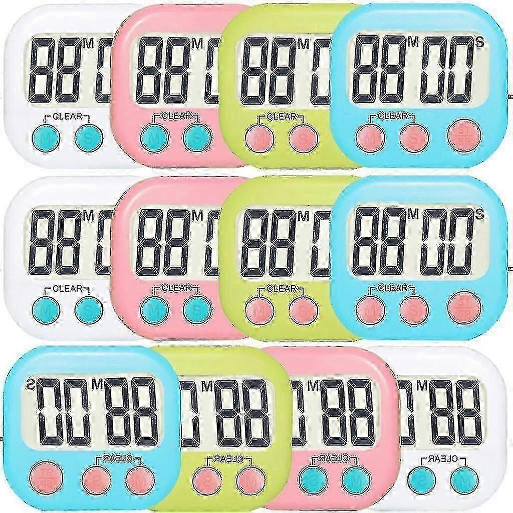 12 Pack Small Size Digital Kitchen Timer Strong Magnetic Electronic Countdown Timer Loud Alarm