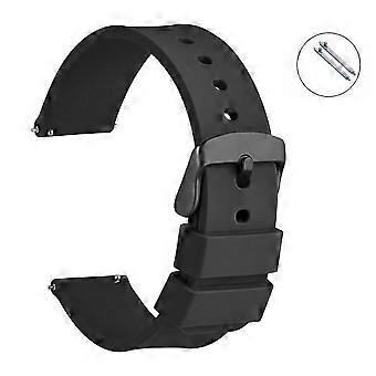 Silikon klokkeremmer med svart spenne, Quick Release erstatning for kvinner menn 20mm