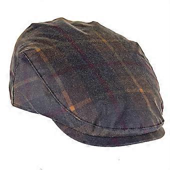 Charles Tartan Wax Flat Cap ZH183 Hunter