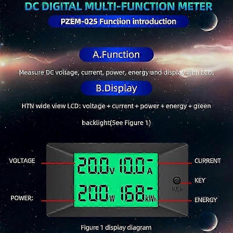 DC Digital Battery Tester Bidirectional Ammeter Voltmeter Power Energy Meter