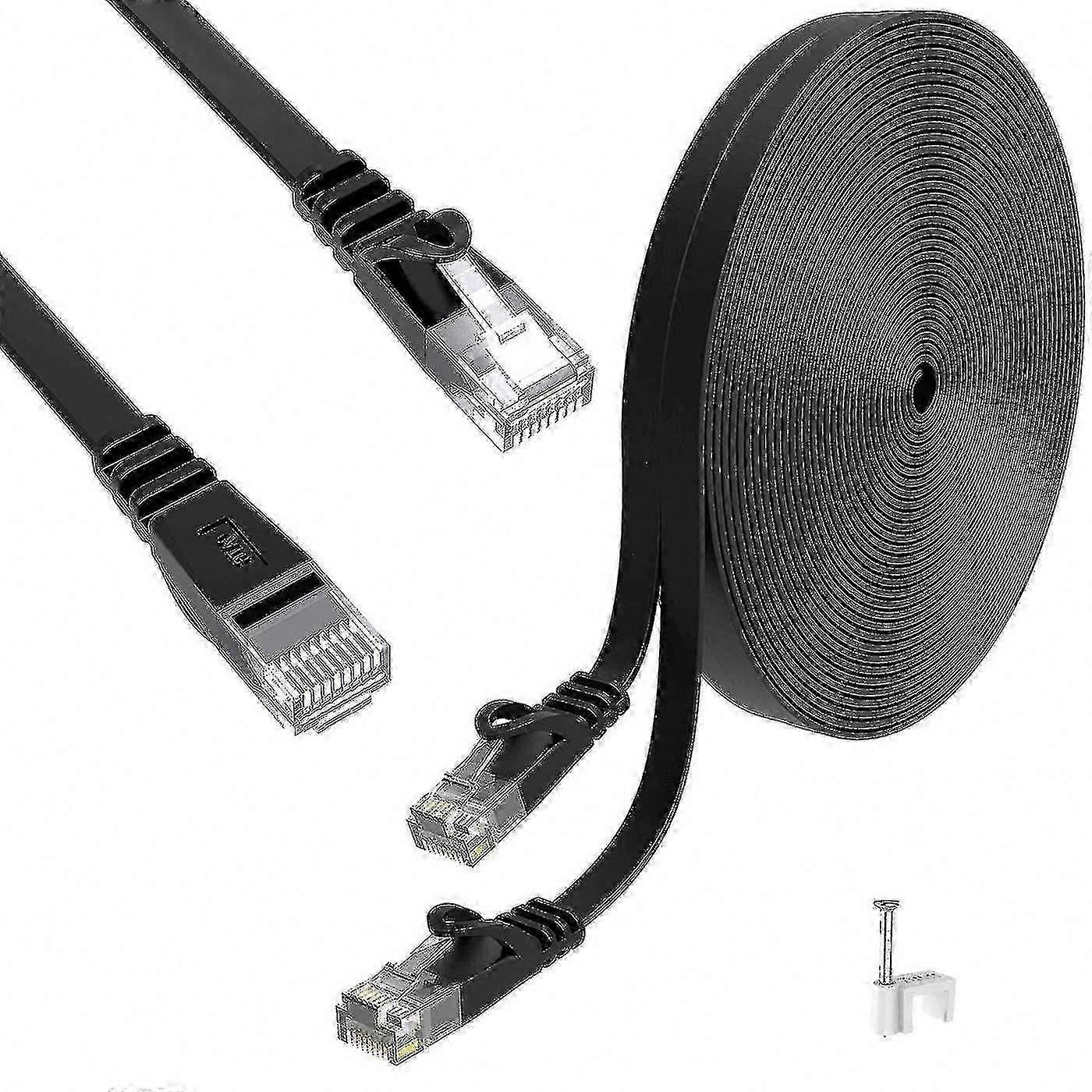 Cat6 Flat Ethernet Cable, 20m Network Cable, Compatible with Cat.5 / Cat.5e / Cat.7