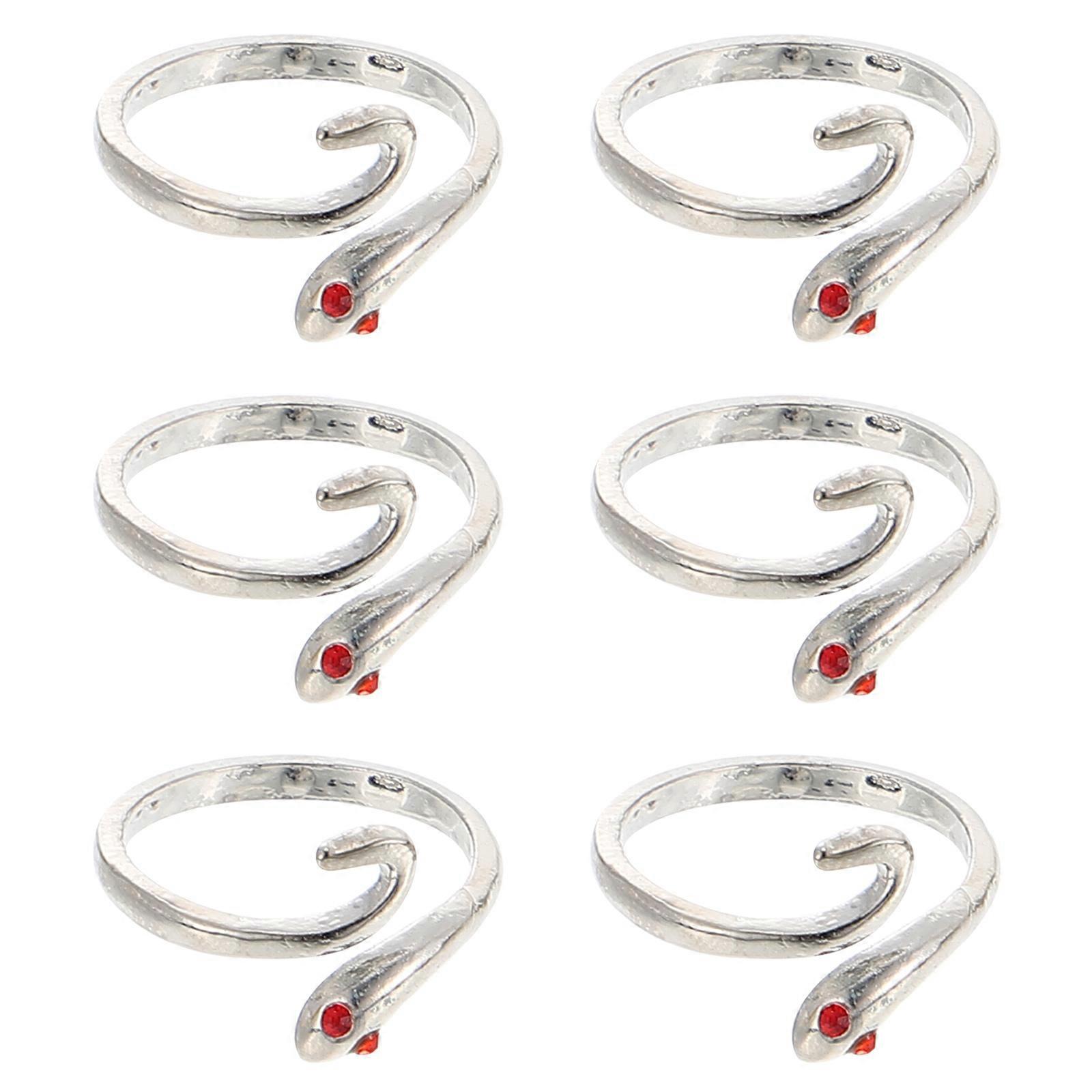 Creative Snake Designed Crochet Ring for 12Pcs Silver Alloy Knitting Loop Rings