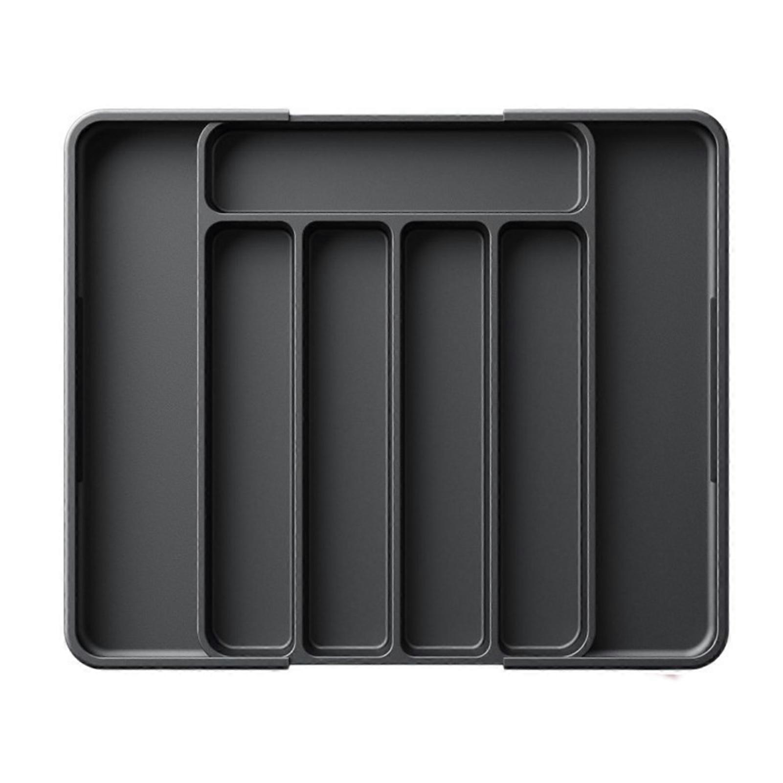 Adjustable Plastic Drawer Organizer Tray - Multi Use Cutlery Storage Box for Kitchen and Study