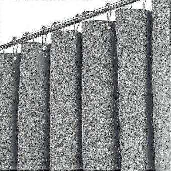 Extra Long Shower Curtain 180 x 240cm, Large Linen Textured Fabric Shower Curtain with 12 Plastic Hooks, Large Classic Polyester Fabric Shower Curtain