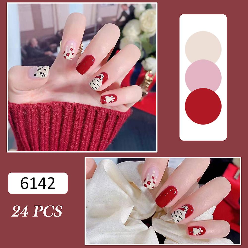24pcs Reusable Nail Art Artificial Nails Unique Trendy Pattern Nail Pieces