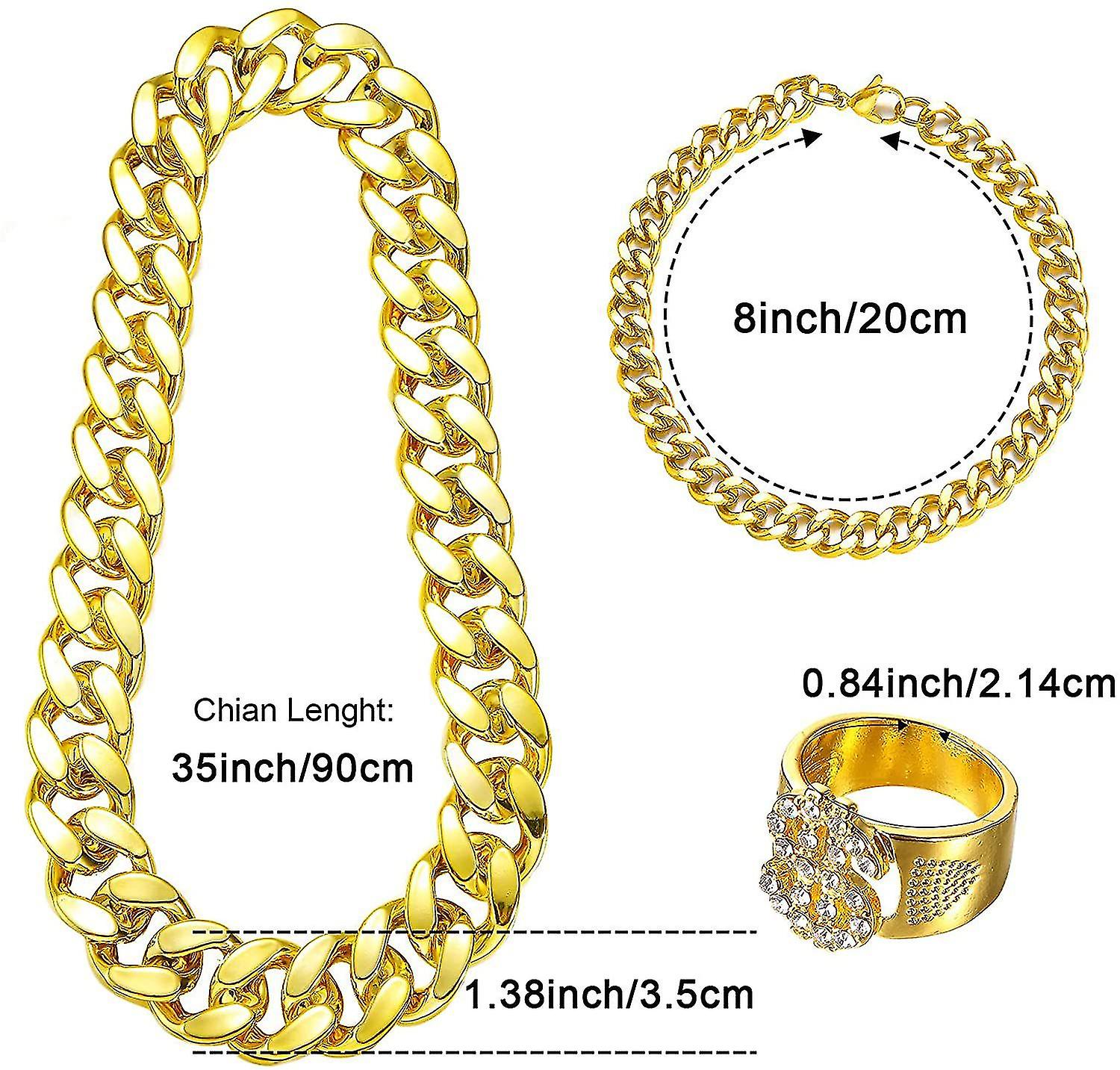 Gangster Gold Chain Necklace – Rapper Fancy Dress Costume Accessory For Halloween
