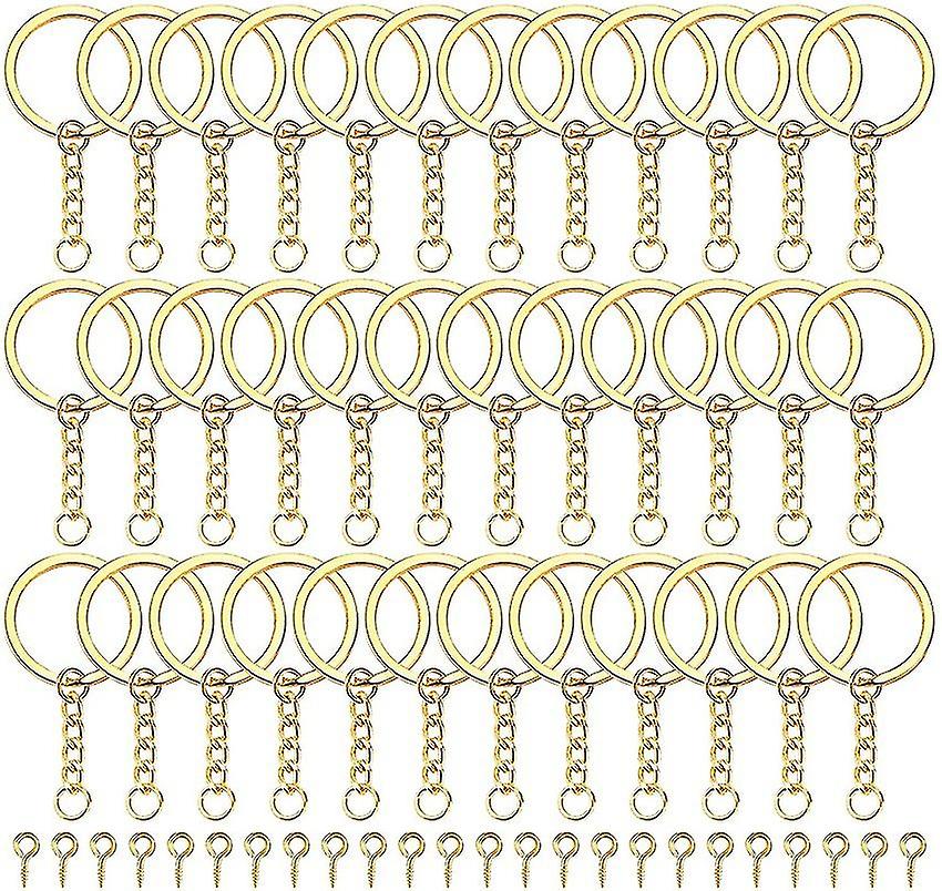 90pcs Imitation Gold Key Chain Set Screw Eye Needle Jump Ring Diy Handicraft Making Metal Key Ring