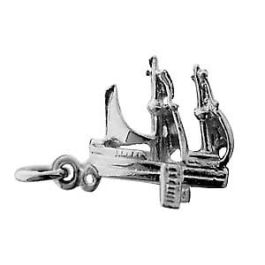 Silver 14x19mm solid Pirate Schooner Pendant or Charm