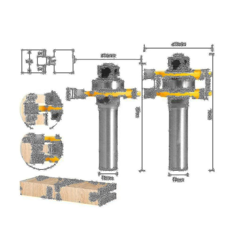 2pcs 12mm Joint Assembly Router Bit Set Tongue & Groove T-slot Milling Cutter For Woodwork Cutting