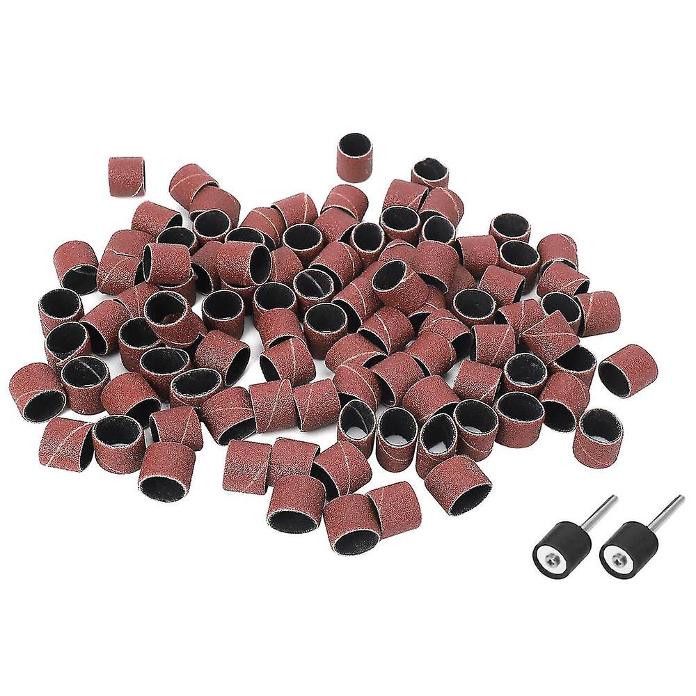 100pc 1/2" Sanding Bands Kit With 2 Sanding Drum Mandrel For Tools