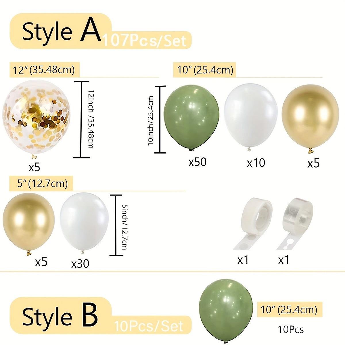 10/107pcs Sage Green Balloons Garland Arch Kit Golden Confetti Balloons Sage Green Balloons And Golden Metallic Chrome Latex Balloons Set For Baby S