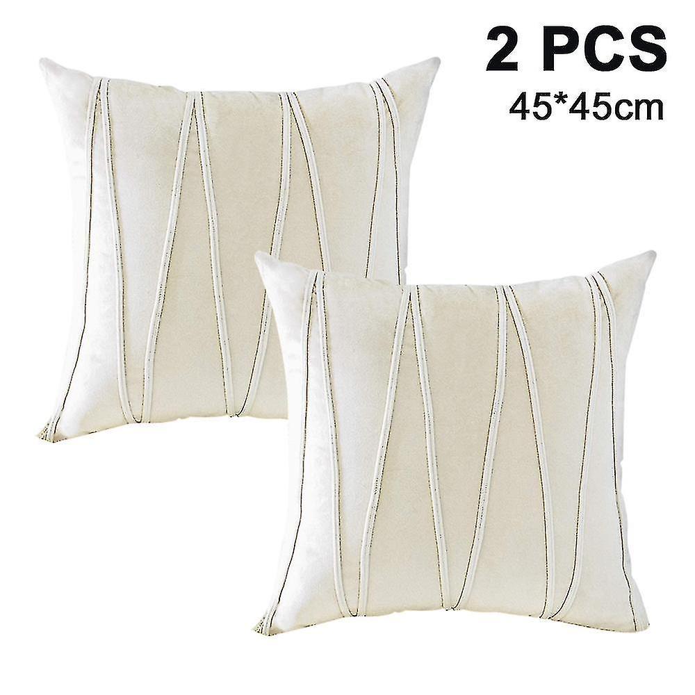 2 piese decorative cu dungi catifea arunca perna capace moale solid pernă Acoperă square pillowcase F