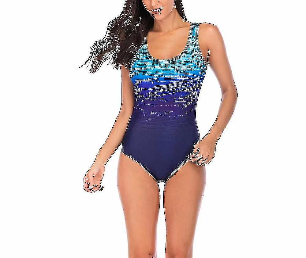 Women's One-piece Water Ripple Gradient Backless Bikini Swimsuit