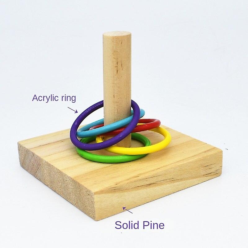 Safe Non Toxic Bird Toys Parrot Supplies Ring Throwing Toy Intelligence Development Wood Stack Cast