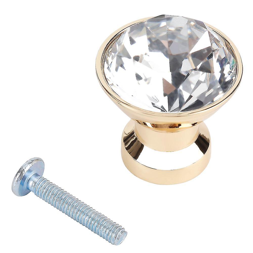 4Pcs 30mm Crystal Cabinet Dresser Knobs Single Hole Cupboard Drawer Knobs Pull Handles(Gold)