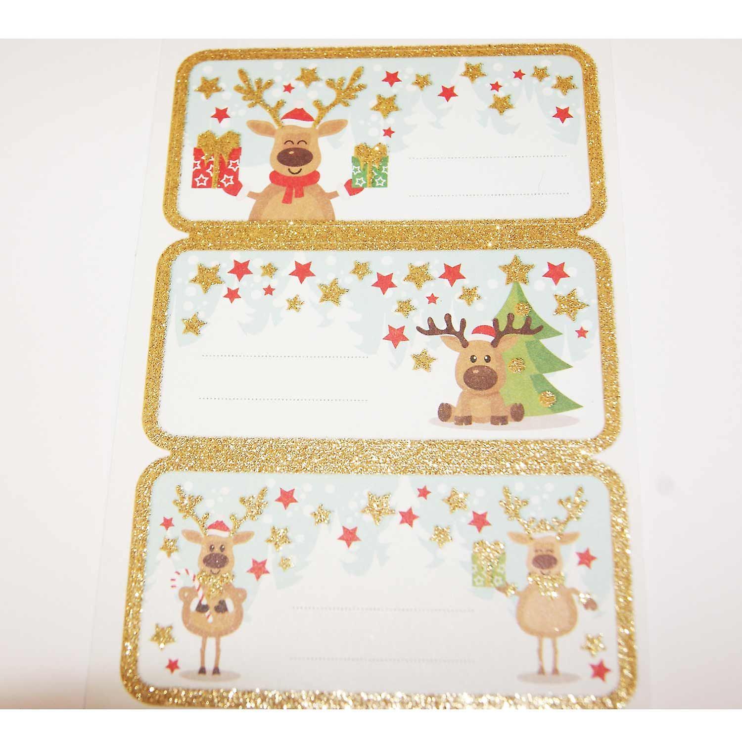 12 张驯鹿圣诞贴纸