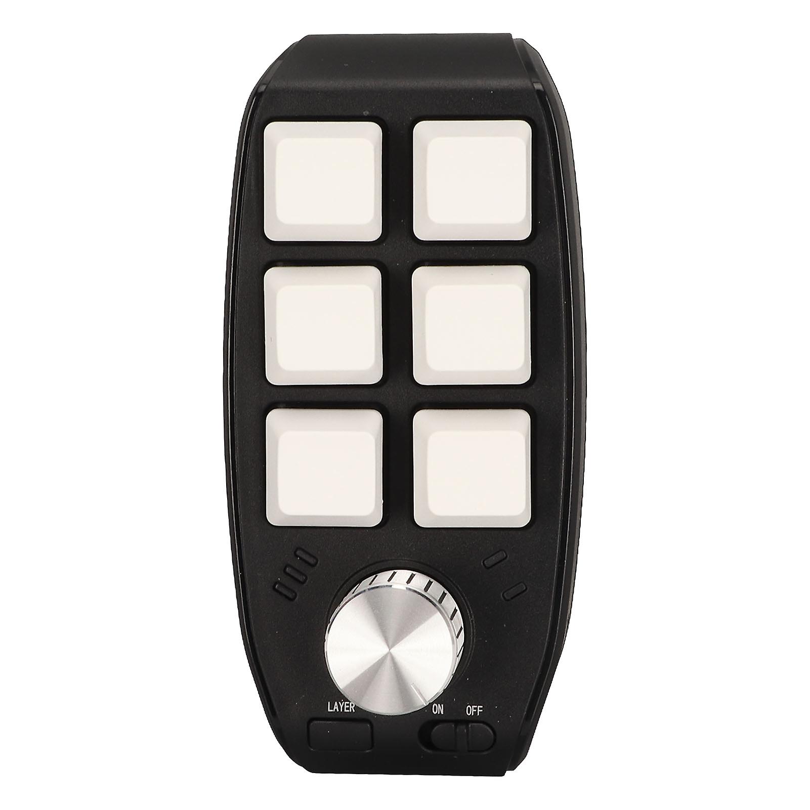 6 Key Mini Keypad with Knob Programmable Dual Mode Connection General One Handed Mechanical Keypad for Gaming White