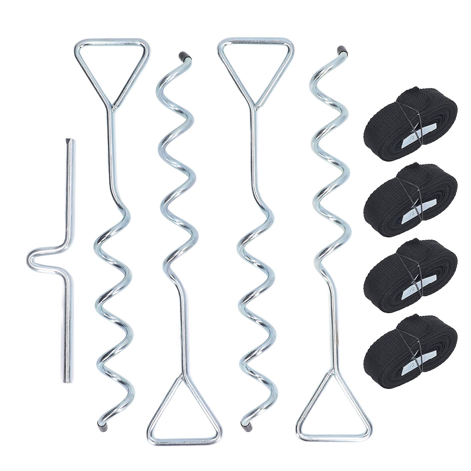 Ancrages au sol, piquets en acier multifonctionnels, kit d'ancrage pour trampoline, abri de jardin, nçoire, tente, argent