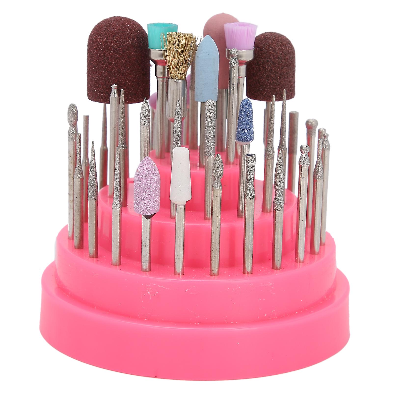 45pcs Pink Nail Drill Bits Set 2.35mm Polishing Grinding Tool