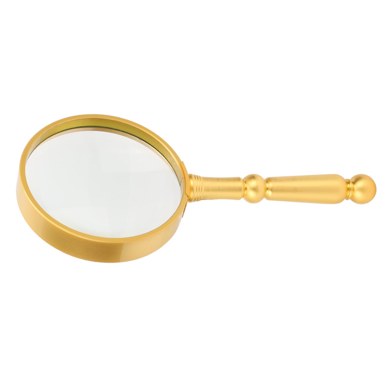 虫眼鏡クラシックゴールド人間工学に基づいたハンドヘルド6x光学フルメタル75mm高齢者用虫眼鏡