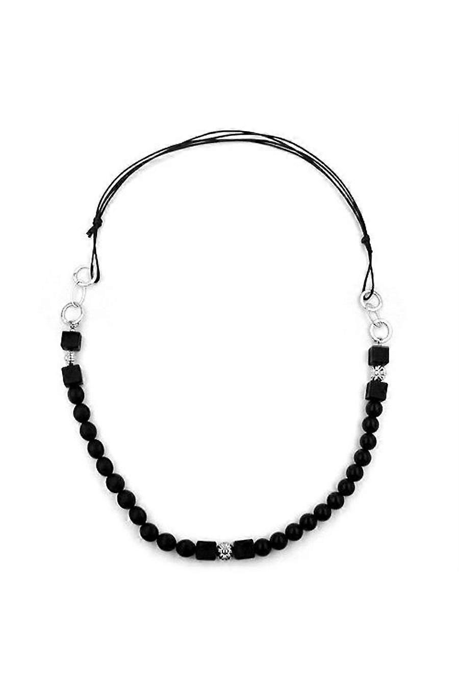 Necklace Black Beads Chromed Rings & Beads - Gl01147