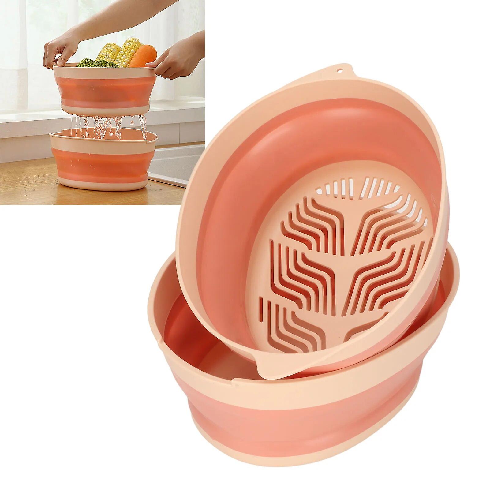 Double layer colander separate design foldable design double layer drain basket for travel~8118