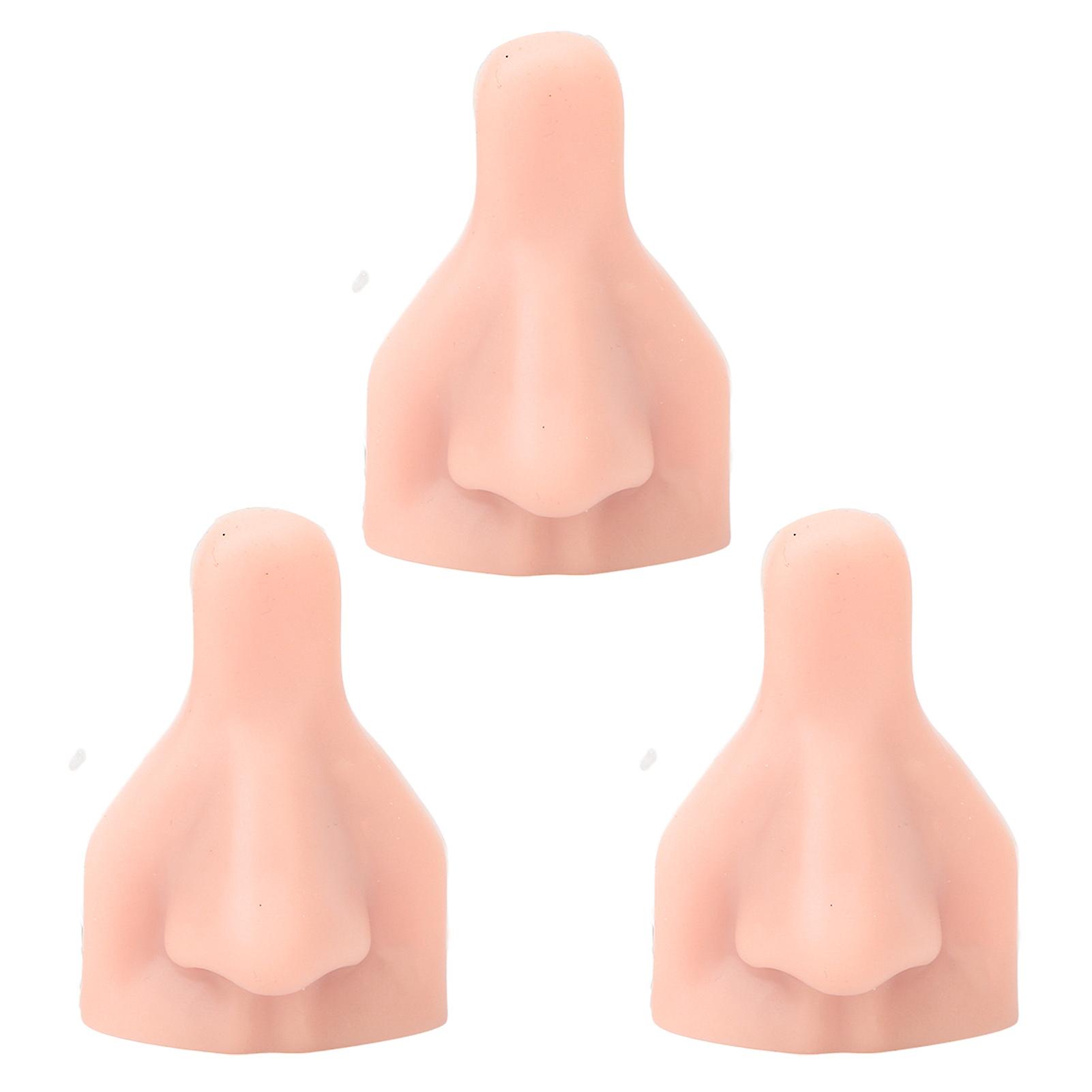 3PCS Silicone Nose Model Soft Flexible Reusable Simulation 3D Silicone Nose Model for Practice Teaching Light Fleshcolor