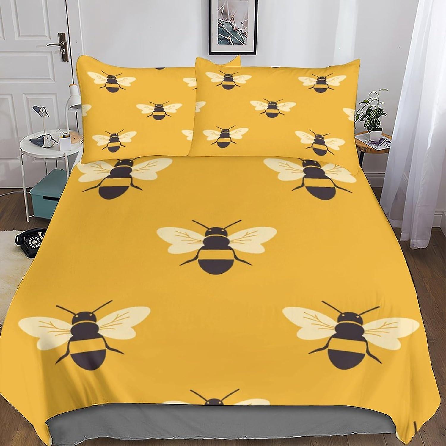 Glowing Insect And Bug Patterns 3D Print Quilt Cover 3-piece Animal Duvet Cover Bedding Set with Microfiber with Hidden Zipper Closure with Pillowcase