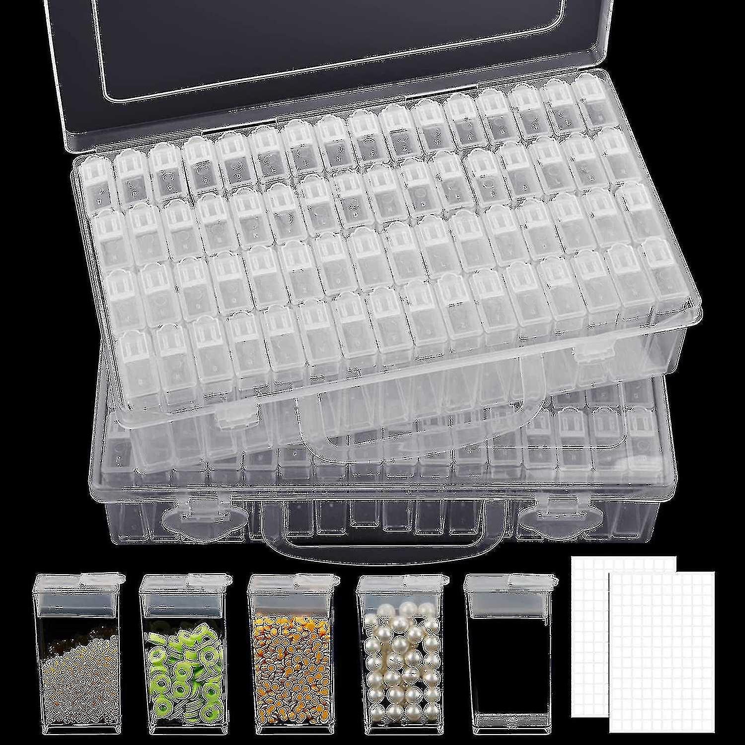2 Pack 64 Grids Diamond Painting Storage Containers 5d Plastic Box Bead Storage Organizer Boxes Diam