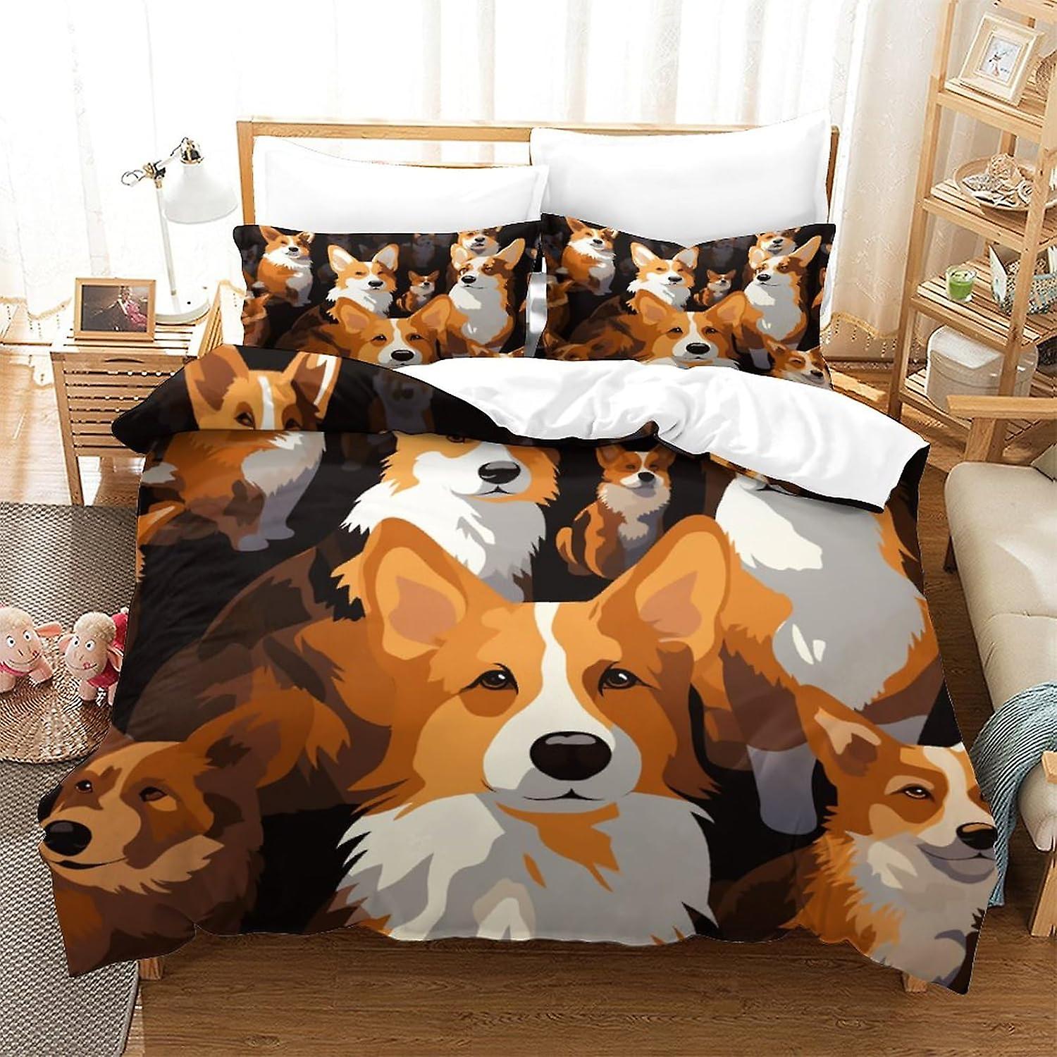 Cartoon Hander Bedding Set 3 Pièces Mignonne Imprimée Microfibre Zip Housse de couette