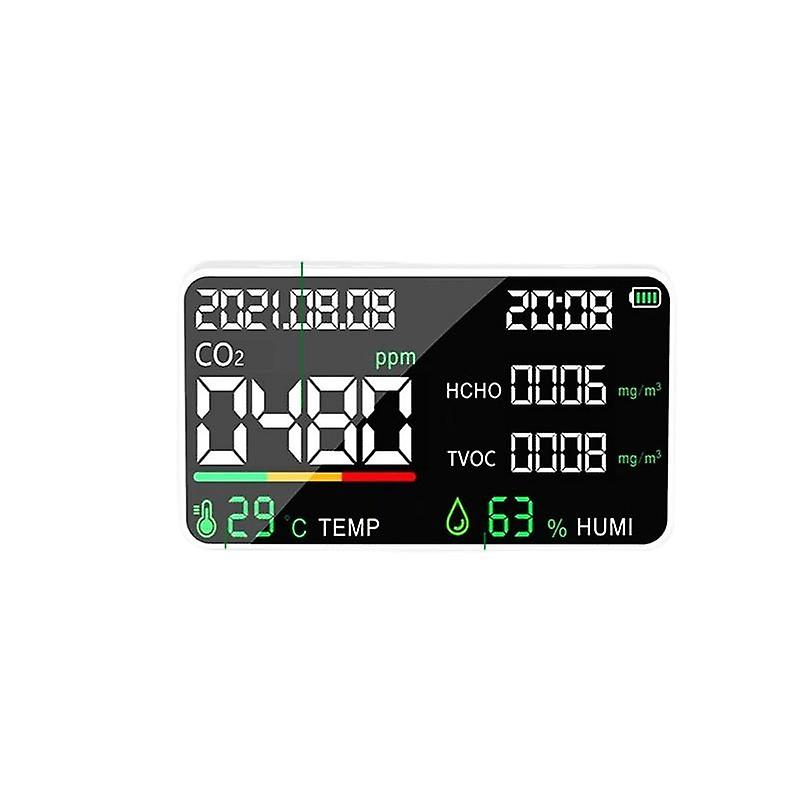 Όργανο ελέγχου ποιότητας αέρα, επαγγελματικός ανιχνευτής θερμοκρασίας υγρασίας 5 σε 1 CO2 TVOC HCHO