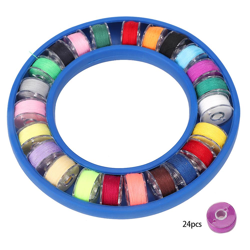 24pcs Sewing Bobbins Storage Box Silicone Round Ring Compact Lightweight Sewing Case Container