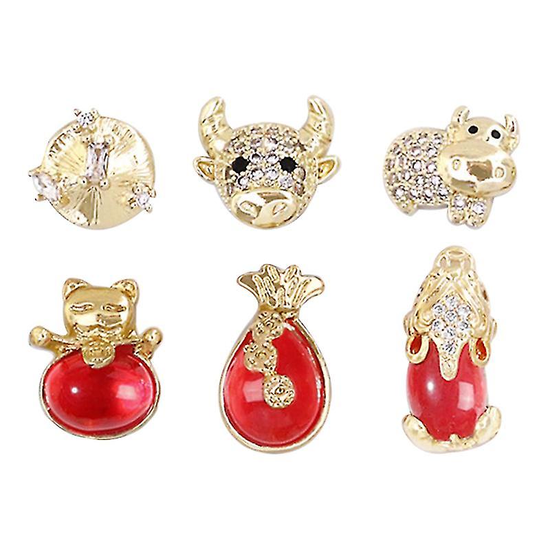 6pcs New Year Nail Decoration