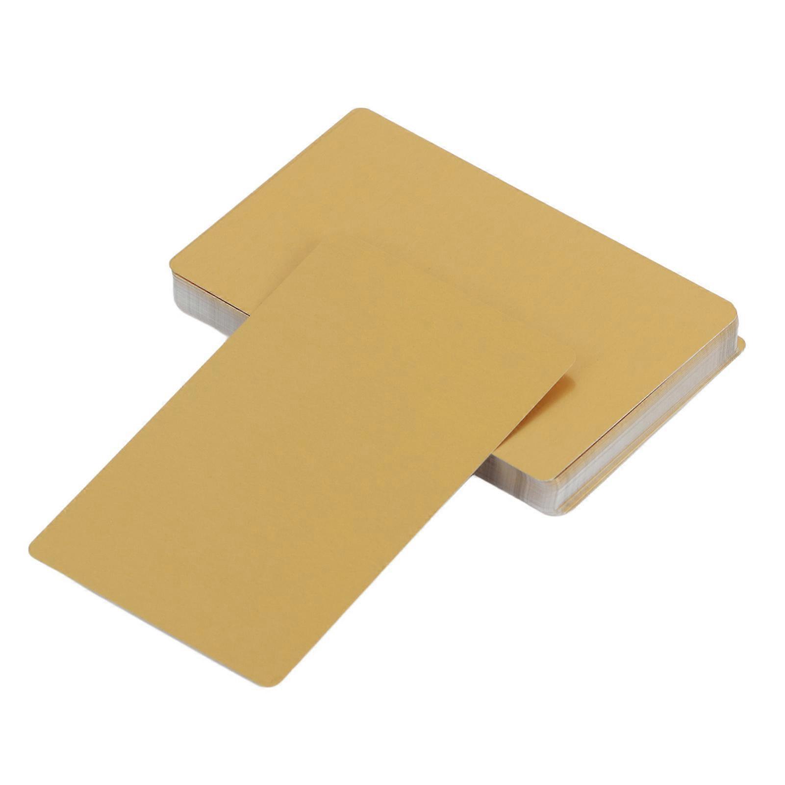 50Pcs Laser Engraved Metal Business Name Cards Blanks Yellow, Durable Professional Visiting Card Templates for Custom Printing