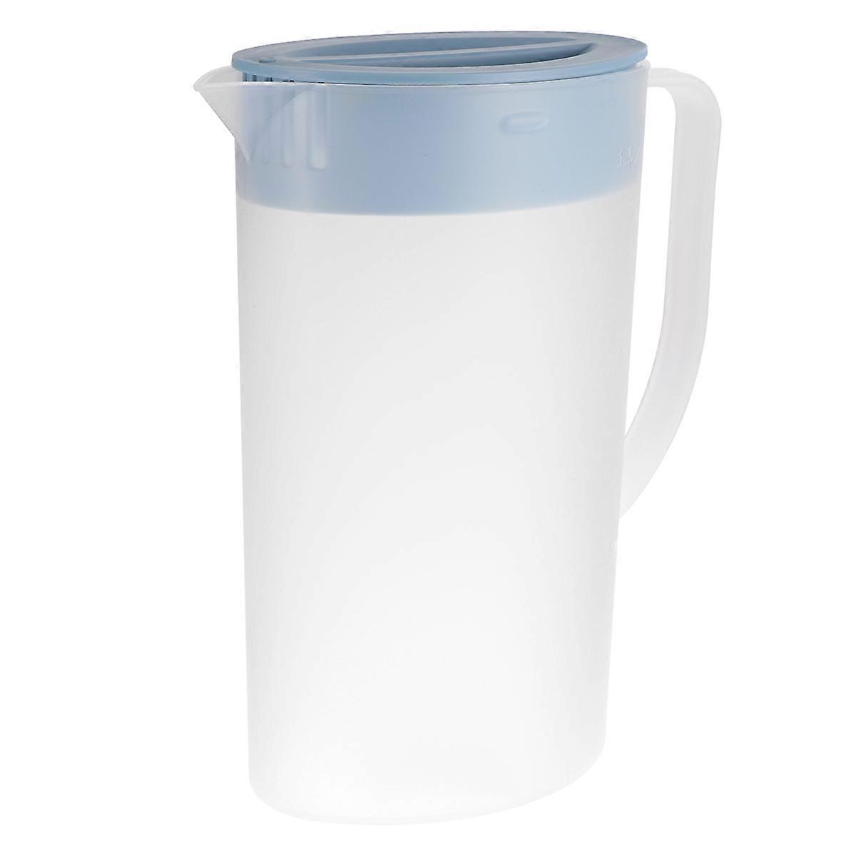 1.6L Plastic Beverage Kettle Heat Resistant Cold Water Jug Juice Pitcher with Lid (Blue)