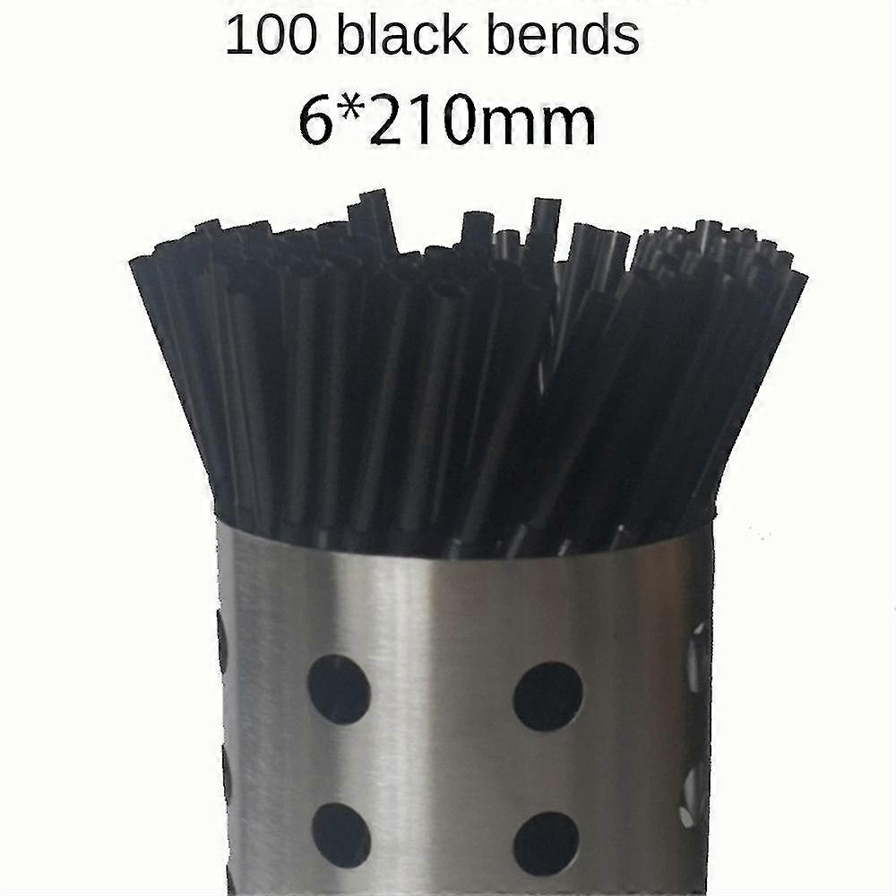 500/200/100pcs Flexible Bendy Black Drinking Straws Plastic Disposable Straws