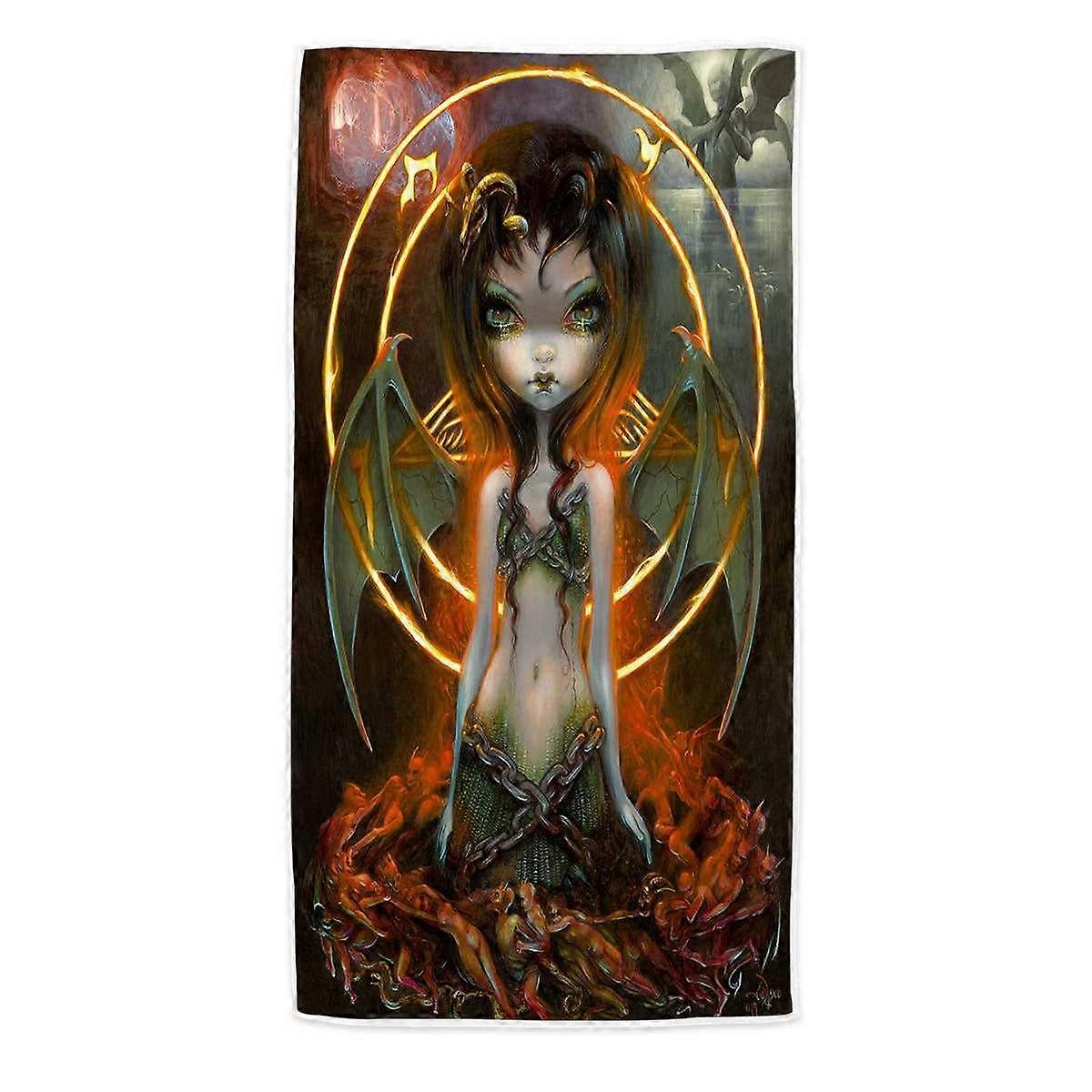 The Devil Elemental Fire Demons and Dark Fairy Microfiber Beach Towel