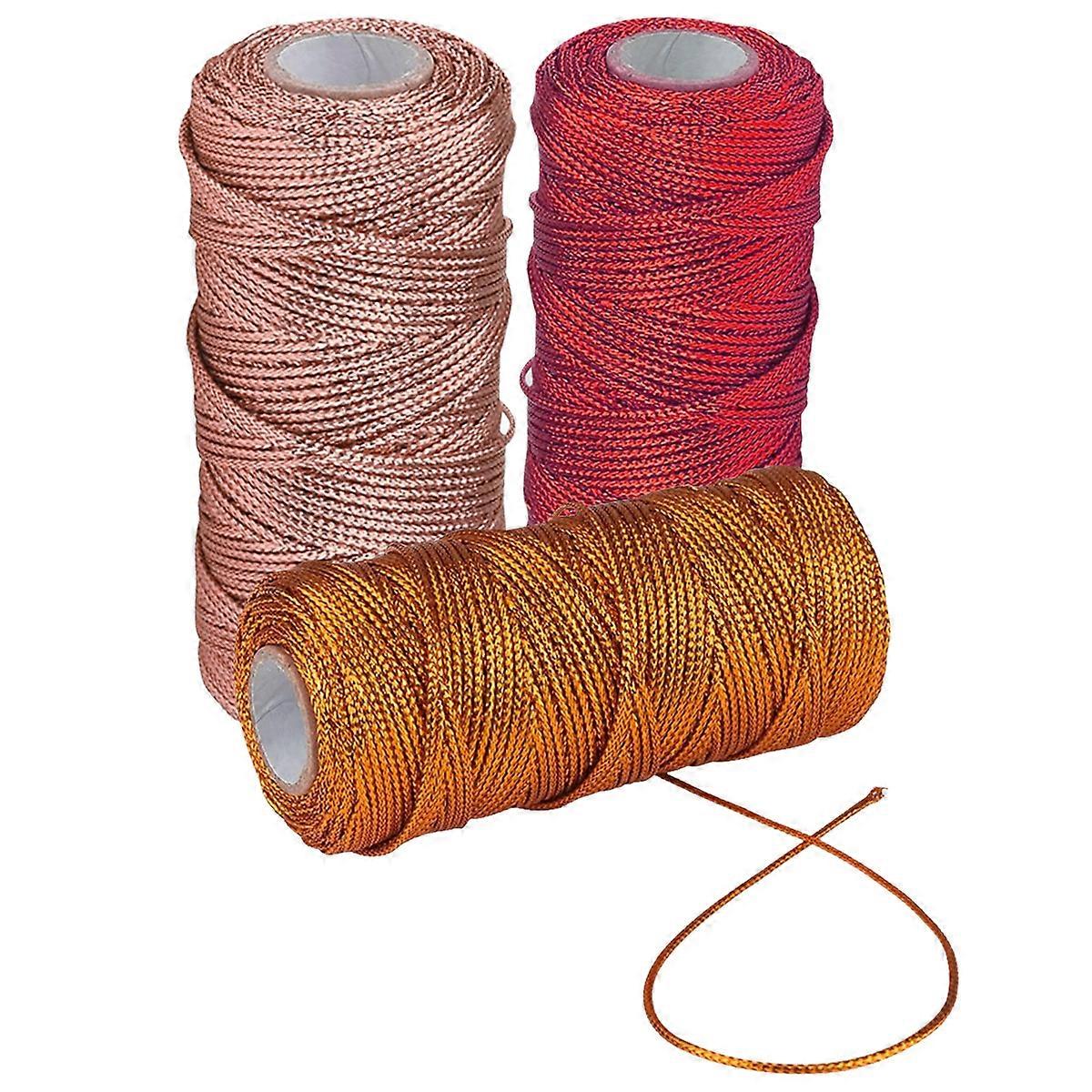 3 Rotoli Metalli Corde Elastiche Stretch Cord Ribbon Corda metallica Tinsel Cord per Artigianato Realizzazione di Confezione Regalo, 1.5mm*100m/Roll