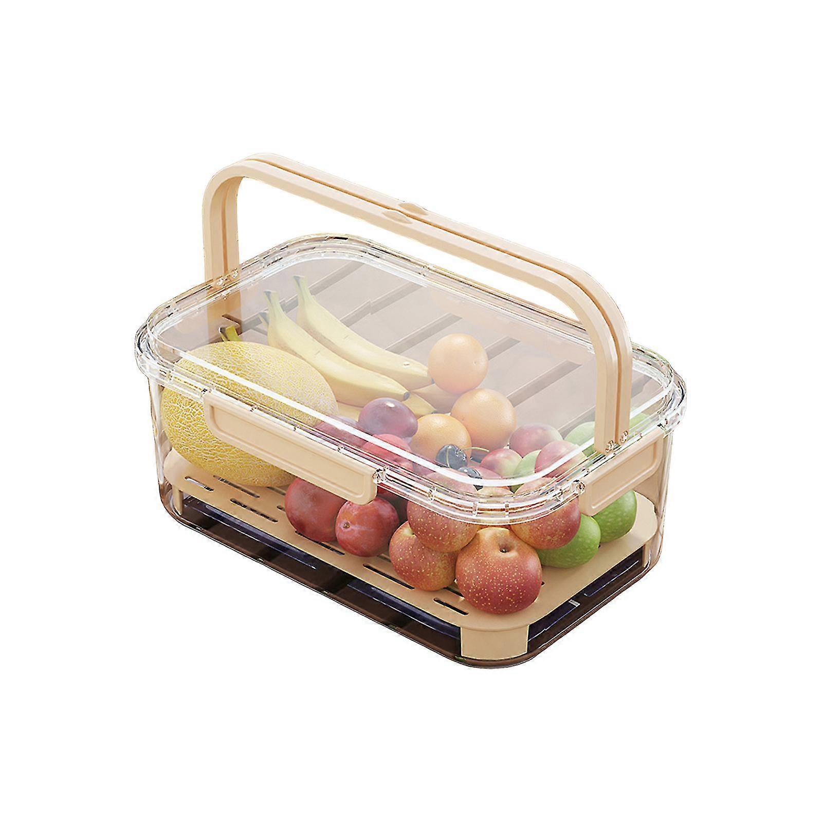 JiKaiX Fruit Box Large Capacity Food Storage Box Portable Handle Design Fruit Container for Camping Picnics