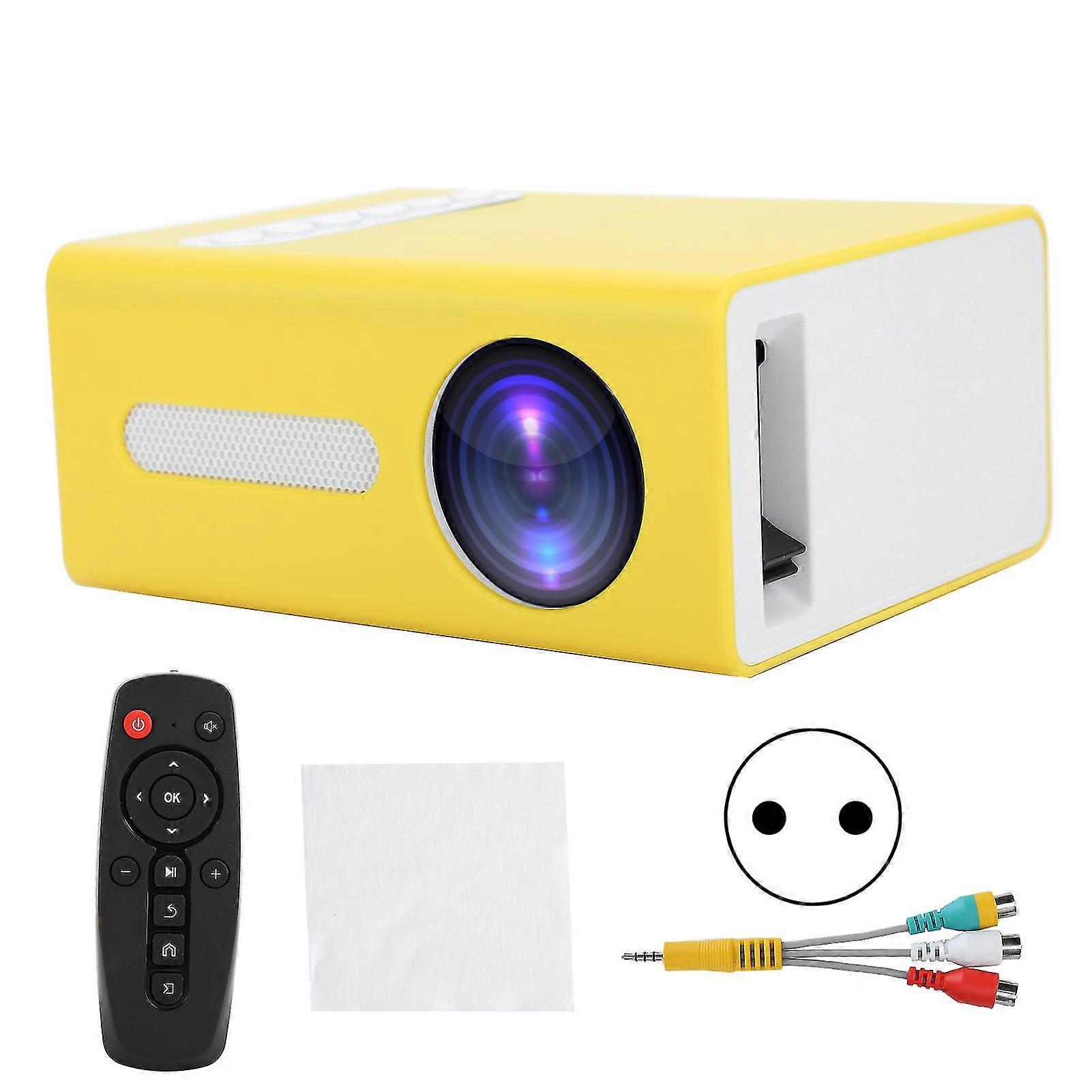 KINCJON Household Projector AV Portable LED Mini CrossBorder with Remote Control 110240V(Jaune Prise EU)-YM