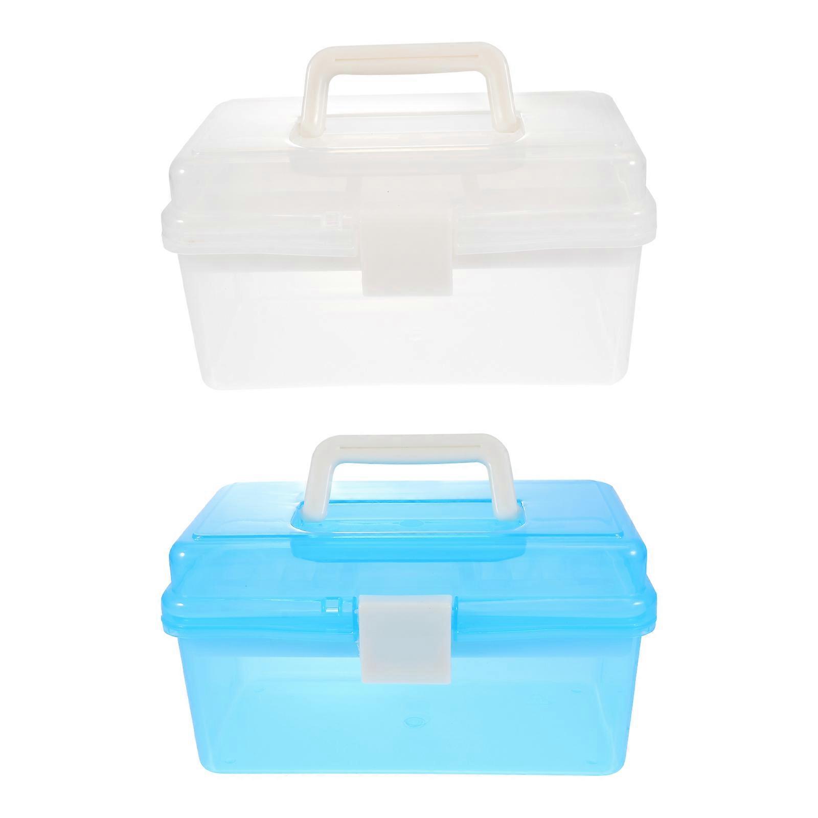 2pcs Plastic Manicure Tools Storage Box Makeup Storage Holder Cosmetics Container