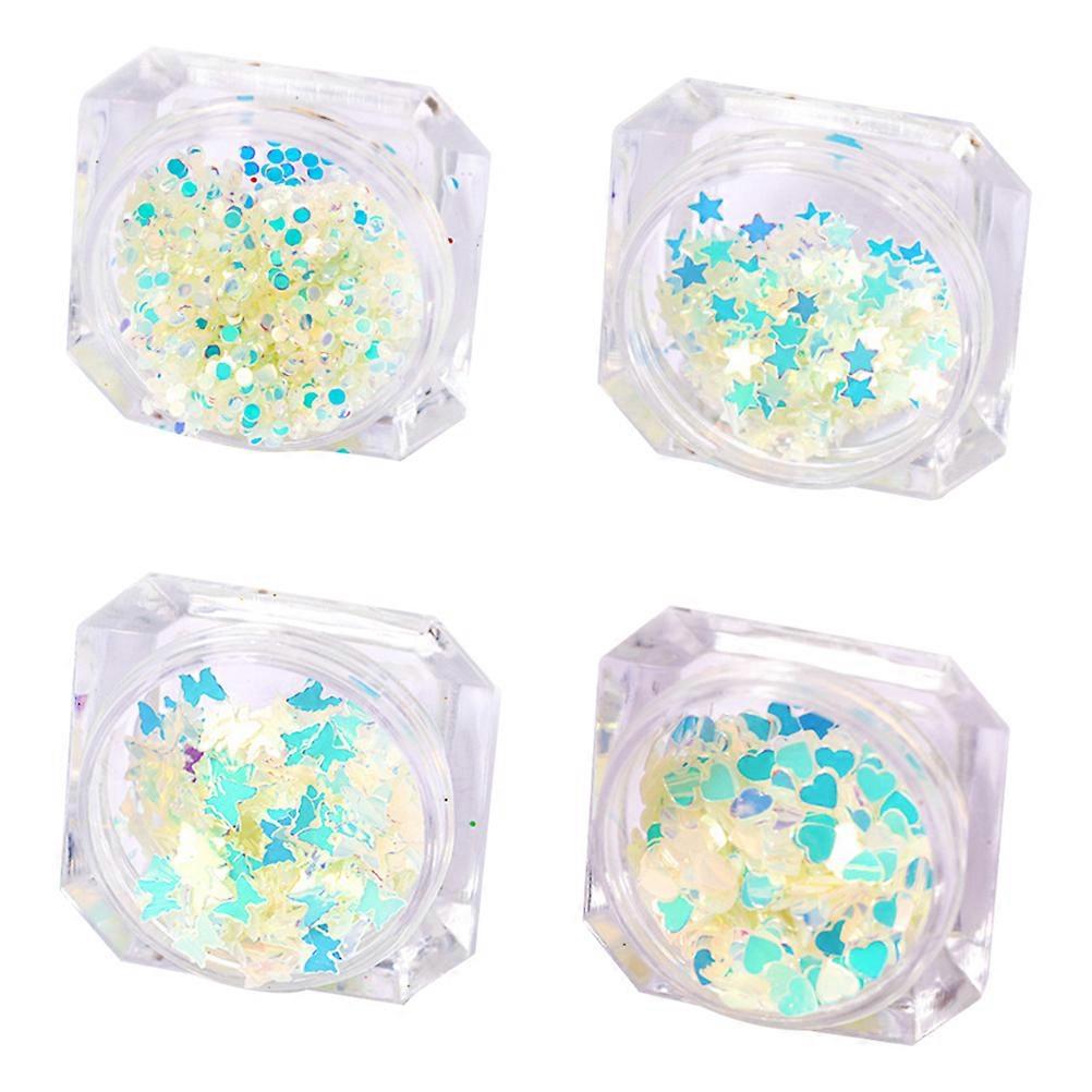 4 Boxes Manicure Sequin Decorations Luminous Sequins Nails Art Stickers