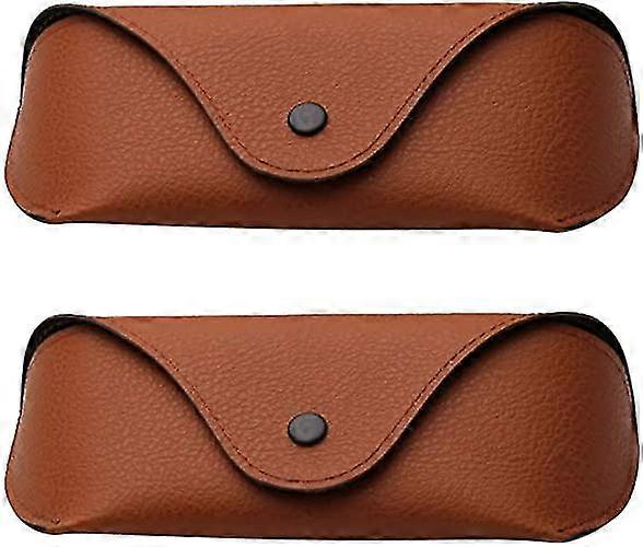 2 Pcs Portable Glasses Cases (brown)
