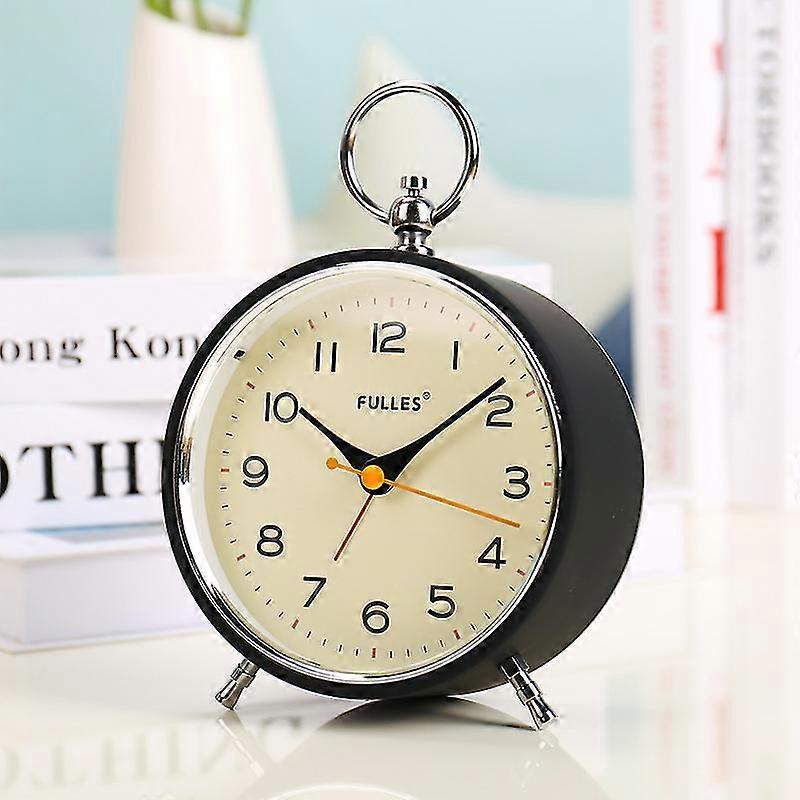 Retro Style Alarm Clock Students Use Bedside Clock Handle Light Mute Snooze Alarm Clock