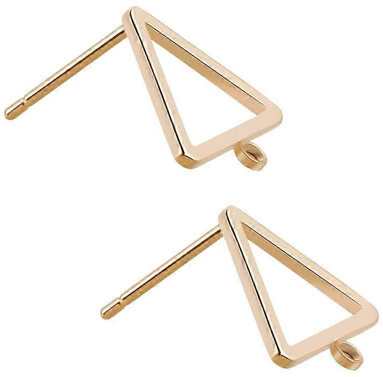 5 Pairs 18K Gold Plated Triangle Shape Earring Studs Posts with hole for Valentine's Day Anniversaries Gifts and Favors - 10.6x10.6mm