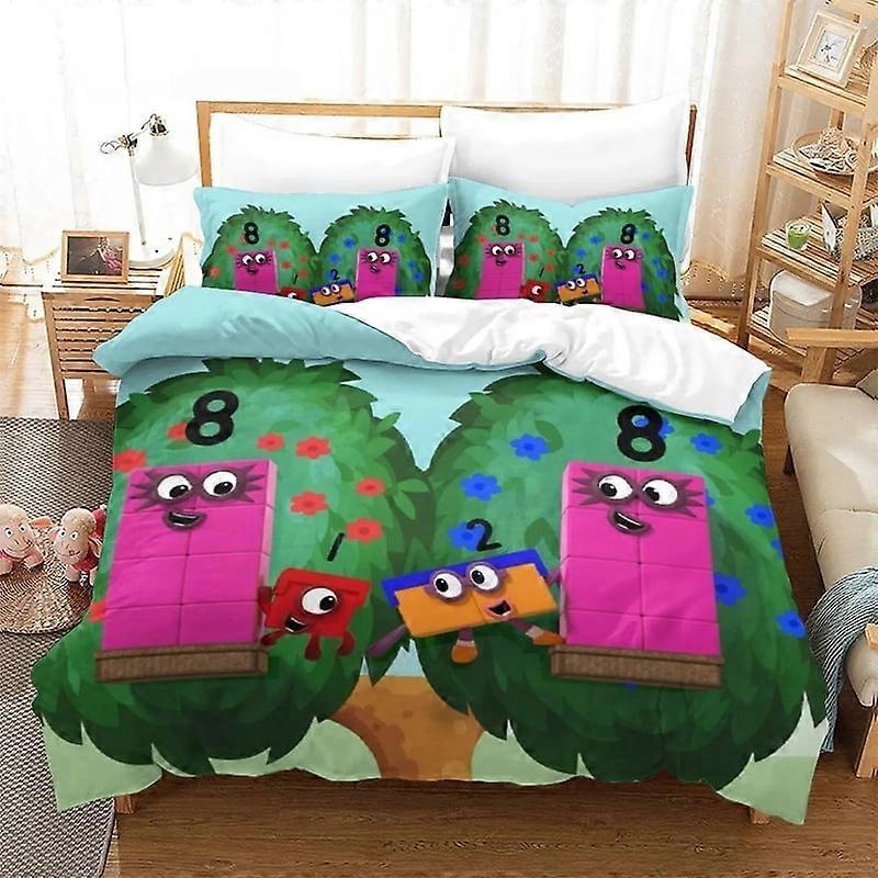 c413 Cartoon Number-Blocks Conjunto de Cama Capa de Edredão Conjunto de Cama Colcha Fronha Confortável King Queen Size Meninos Adultos uu413