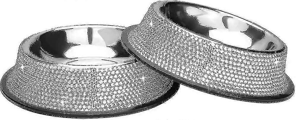 מבריק קרן נירוסטה נירוסטה קערה כלב חתול כלב מזין כלבים $נירוסטה יהלום יהלום חיית מחמד קערה, קערה אחת יהלום $עבודת יד קרן נירוסטה