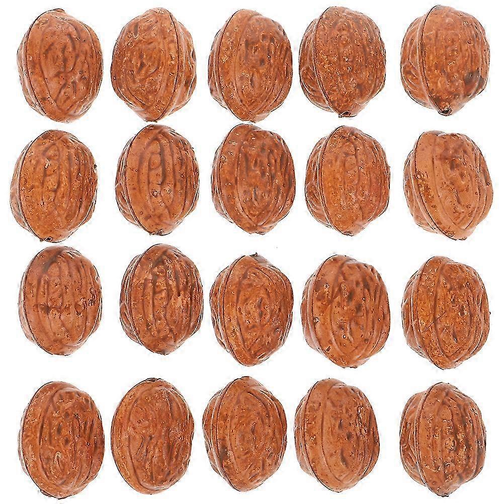 50pcs Artificial Walnut Models Fake Walnut Prop Simulation Nut Models Home Decor