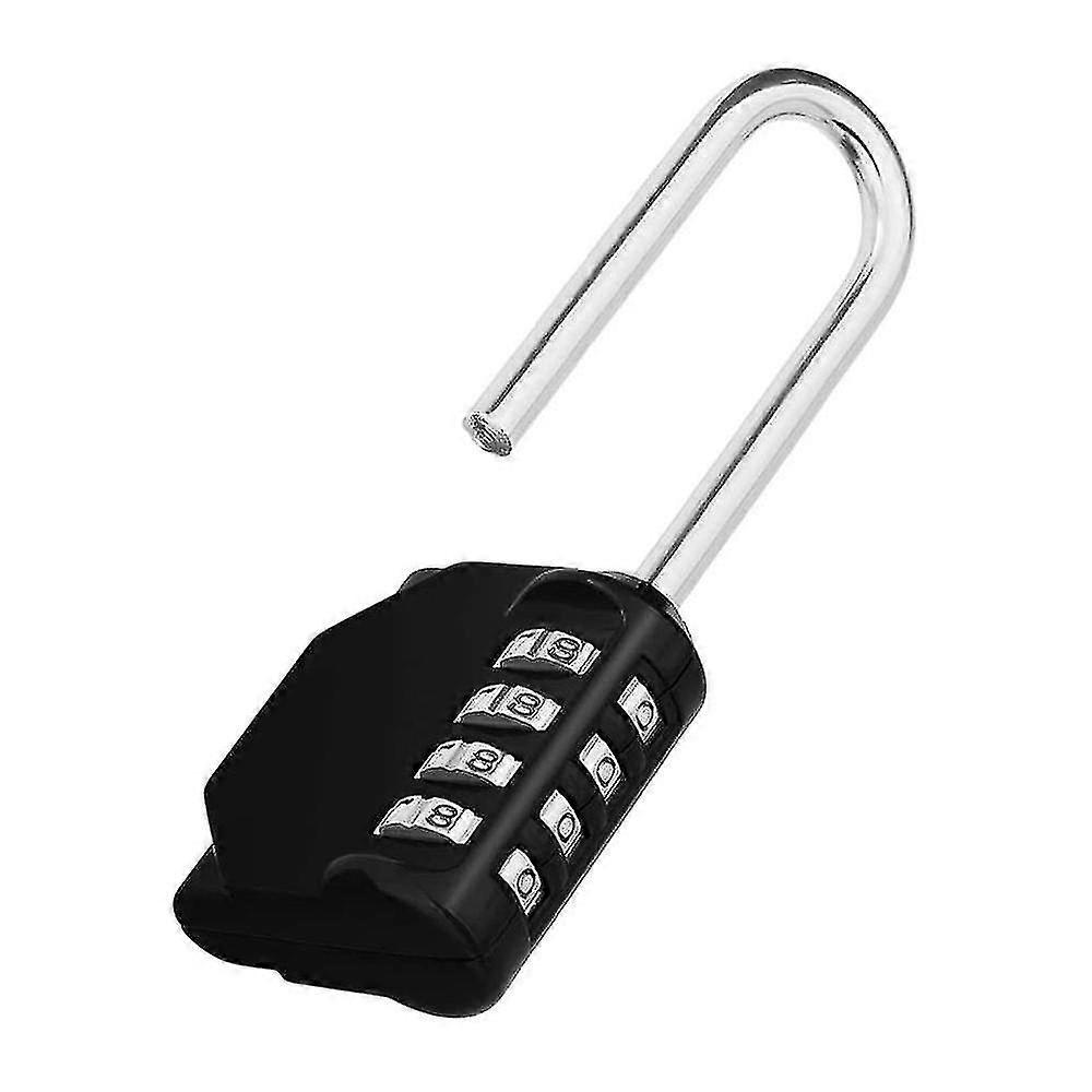 Wabjtam Long Exterior Code Padlock For Gate, Garden Shed, 4 Large Digits Long Combination Padlock For Sports Locker, College, School, Black Combined