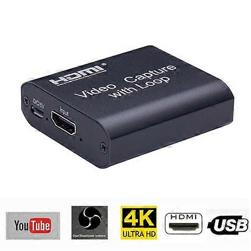USB 2.0 to HDMI 4K HD Video Capture with Loop (Black)